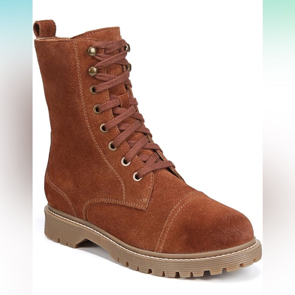 NEW ZODIAC Women's Bruna Bootie ~ Combat Boot ~ Leather Upper Size 9.5 Cognac